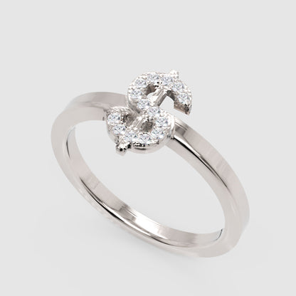 Diamond Dollar Sign Statement Ring - Three
