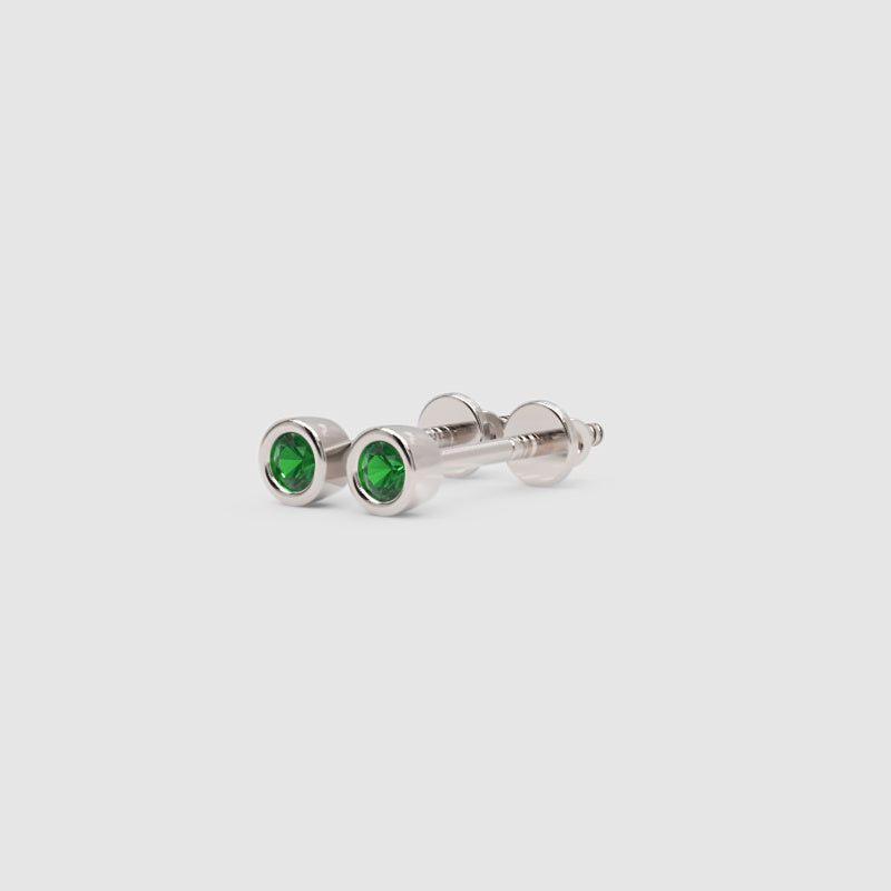 Green Crystal Bezel Set Stud Earrings - Four