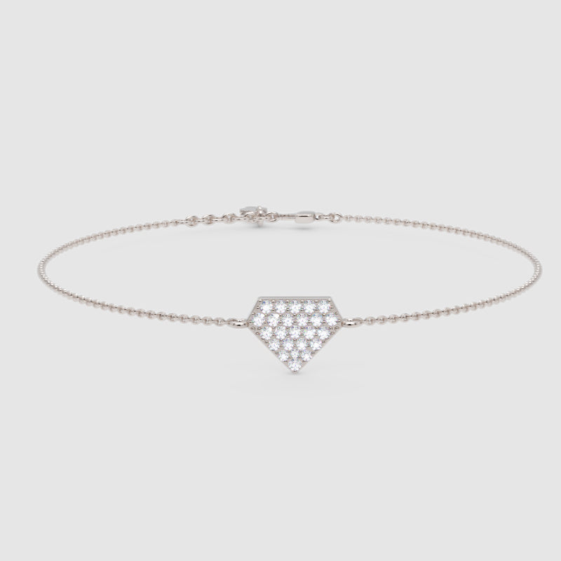 Pav Diamond Geometric Hexagon Bracelet - Three