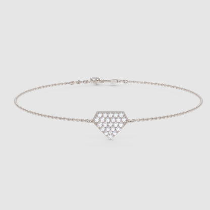Pav Diamond Geometric Hexagon Bracelet - Three
