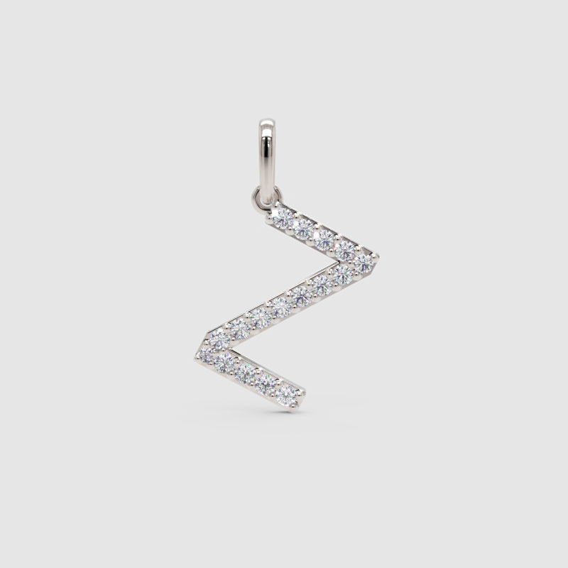 Rose Gold Diamond Letter Z Initial Pendant Charm