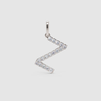 Rose Gold Diamond Letter Z Initial Pendant Charm