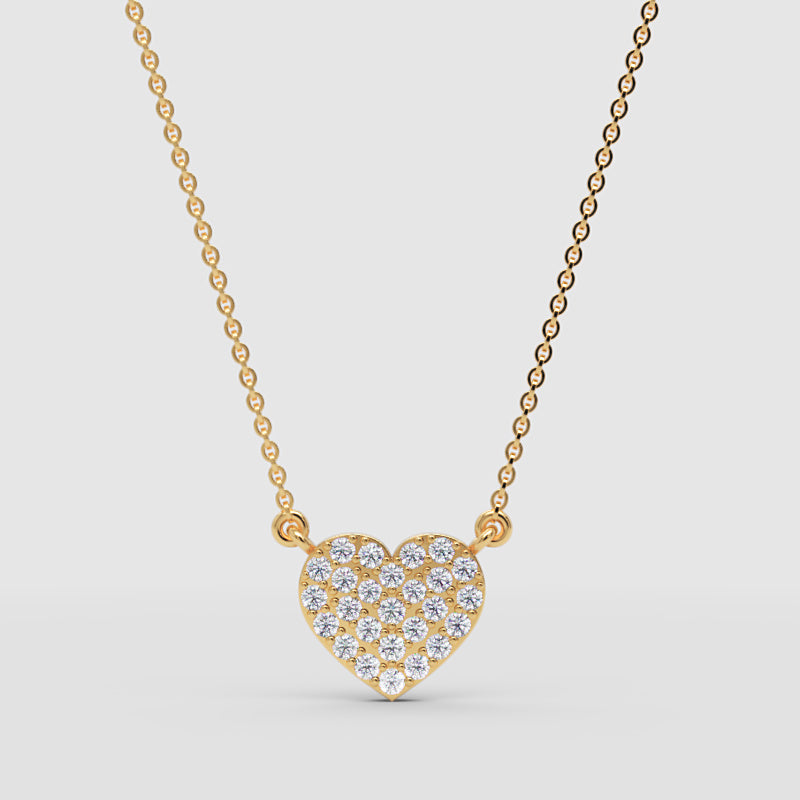 Pav Heart Pendant Necklace With Crystal Stones - Three