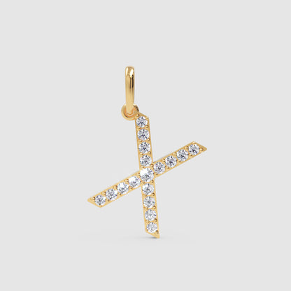 Rose Gold Diamond Letter X Initial Pendant Charm