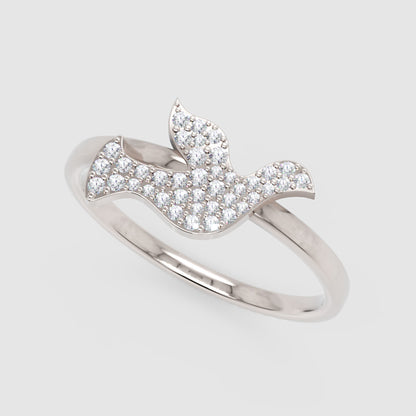 Pav Diamond Dove Bird Ring - Three