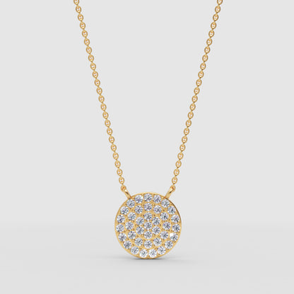 Pav Diamond Circle Disc Pendant Necklace - Three