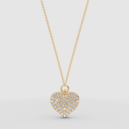 Diamond Heart Pendant Necklace For Women | White Gold Pave Heart With Adjustable 16–17 Inch Chain - Three