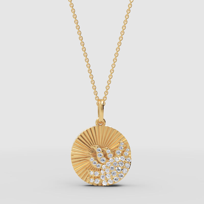 Radiant Disc Pendant Necklace With Pav Crystal Accent - Two