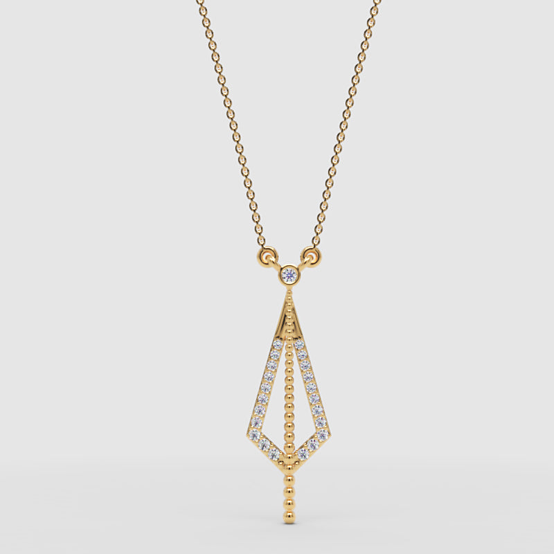Art Deco Geometric Pendant Necklace With Crystal Accents - Three