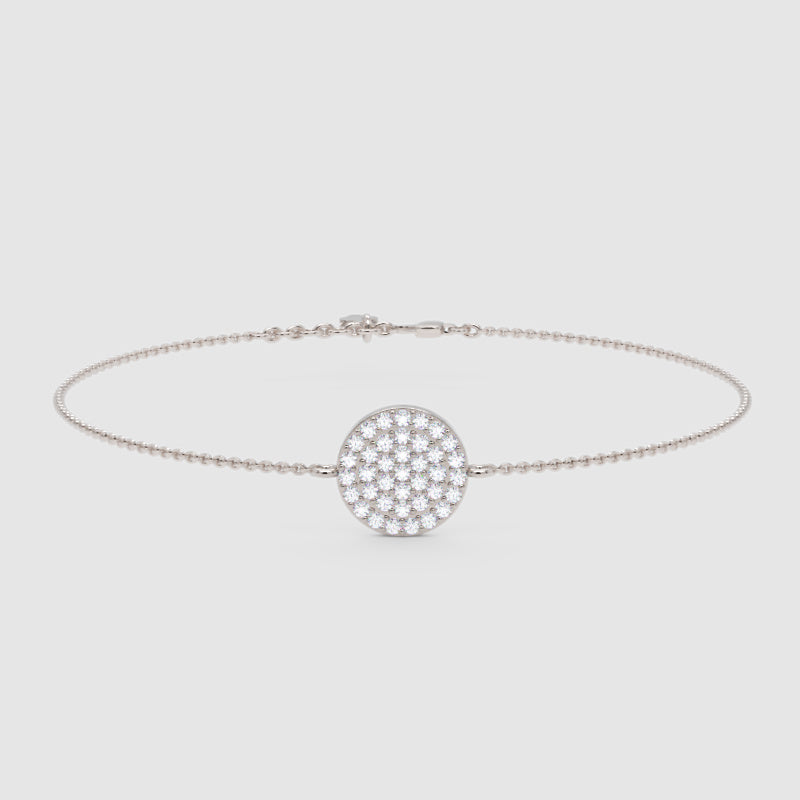 Pav Diamond Circle Disc Bracelet - Three
