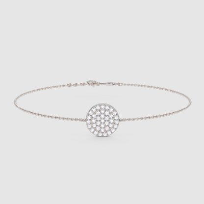 Pav Diamond Circle Disc Bracelet - Three