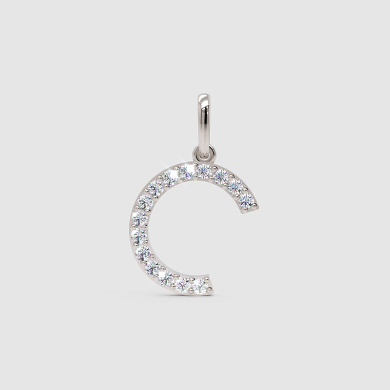 Rose Gold Diamond Letter C Initial Pendant Charm