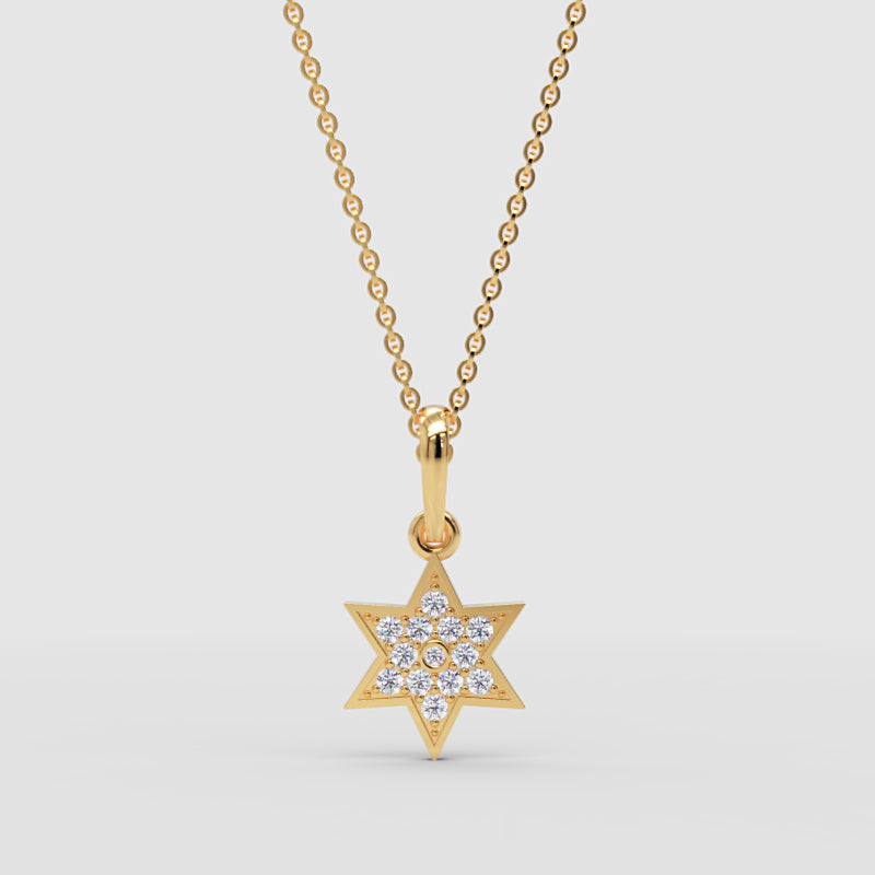 Pav Diamond Star Of David Pendant Necklace - Three
