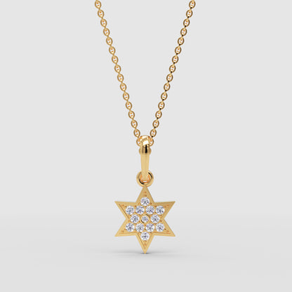 Pav Diamond Star Of David Pendant Necklace - Three