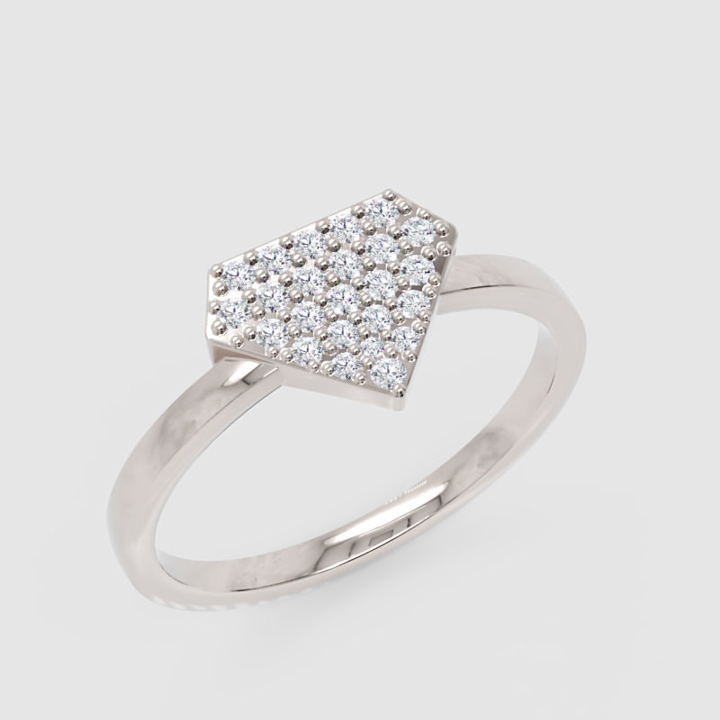 Pav Diamond Hexagon Cluster Ring - Three