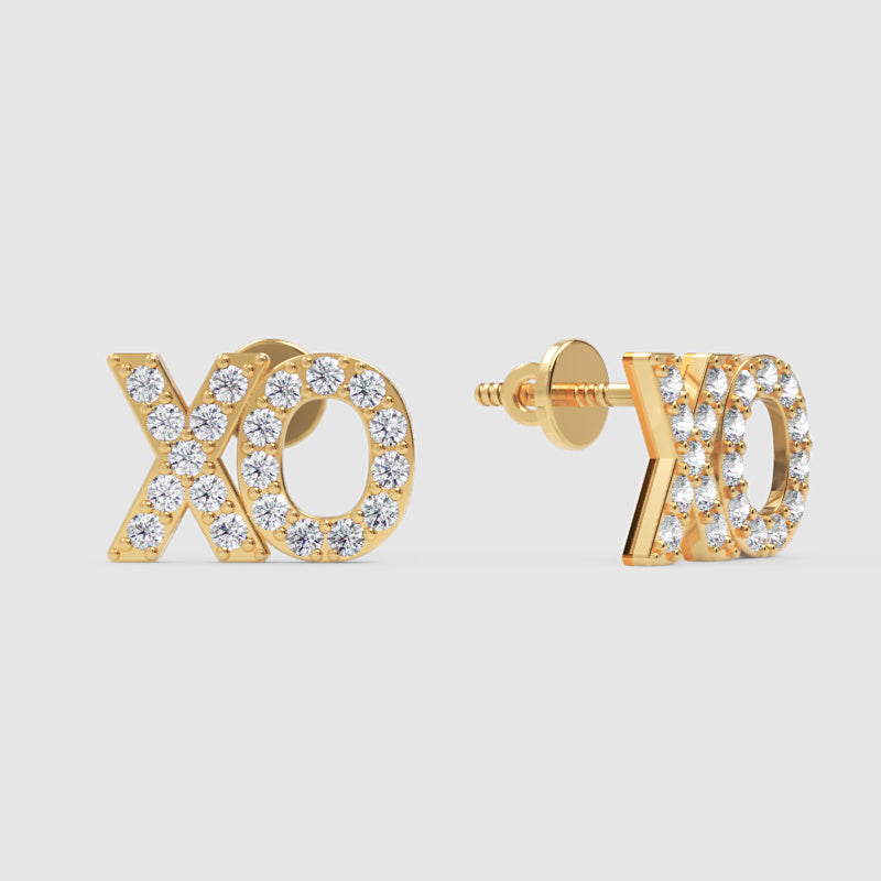 Xo Hugs And Kisses Diamond Stud Earrings With Screw Back - Three