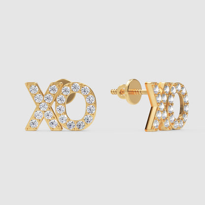 Xo Hugs And Kisses Diamond Stud Earrings With Screw Back - Three