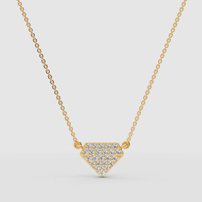 Pav Diamond Shield Pendant Necklace - Three