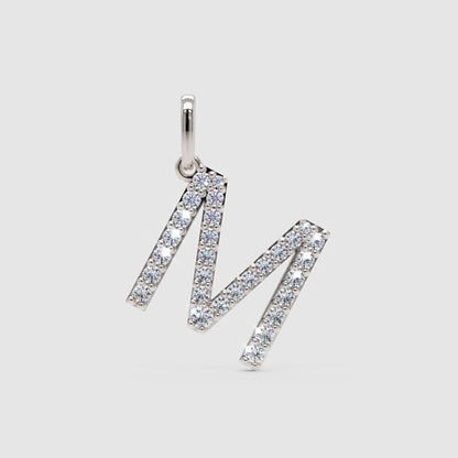 Diamond Letter M Charm Pendant in Rose Gold