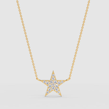 Pav Star Pendant Necklace With Delicate Chain - Three