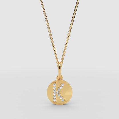 Personalized K Letter Necklace With Diamonds In White Gold - Three