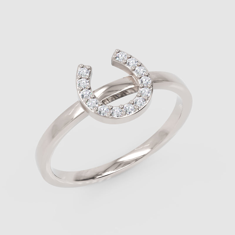 Pav Diamond Horseshoe Ring - Three