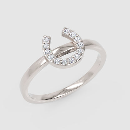Pav Diamond Horseshoe Ring - Three