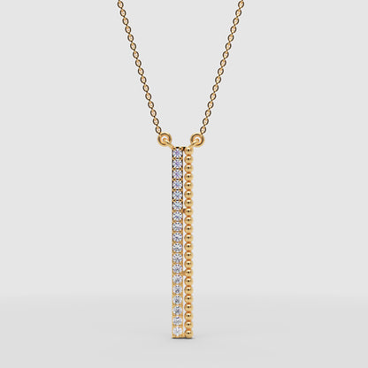 Vertical Bar Pendant Necklace With Pav Crystals And Beaded Detail - Three
