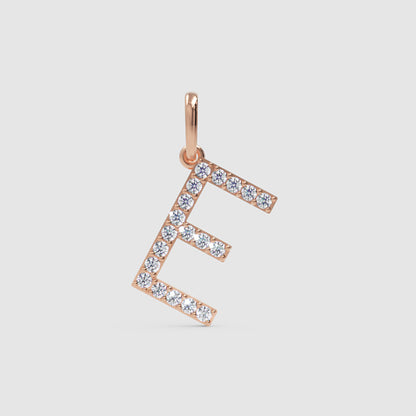 Diamond Letter E Charm Pendant in 14K Yellow Gold