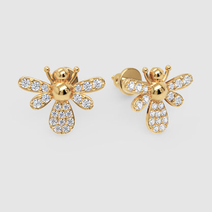 Pav Crystal Bee Stud Earrings - Three