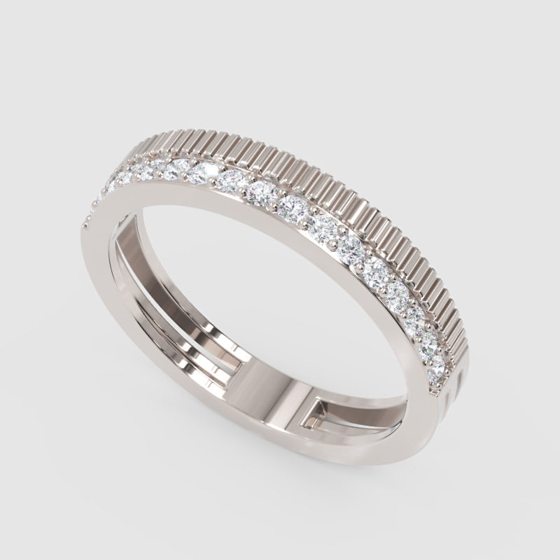 Gold Diamond Band Ring 4Mm – Minimal Textured Wedding Stackable Ring | Jebij - Three