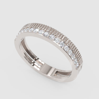 Gold Diamond Band Ring 4Mm – Minimal Textured Wedding Stackable Ring | Jebij - Three