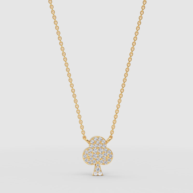 Pav Club Suit Pendant Necklace With Chain - Three