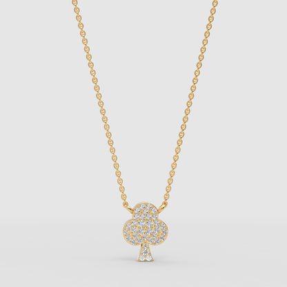 Pav Club Suit Pendant Necklace With Chain - Three
