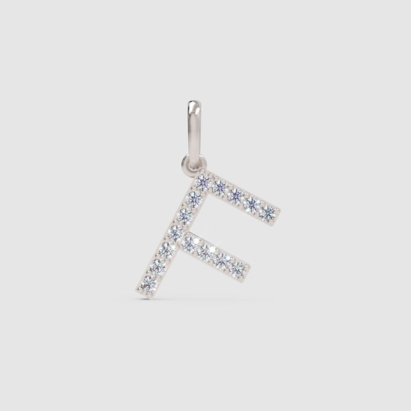 Rose Gold Diamond Letter F Initial Charm Pendant