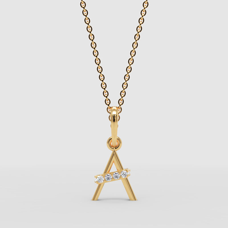 Triangle Pendant Necklace With Pav Crystal Bar Accent - Three