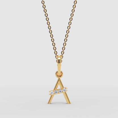 Triangle Pendant Necklace With Pav Crystal Bar Accent - Three