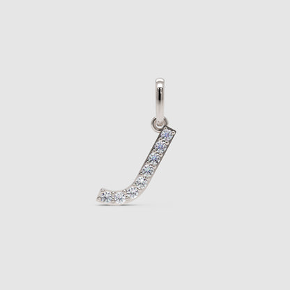 Rose Gold Diamond Letter J Initial Charm Pendant