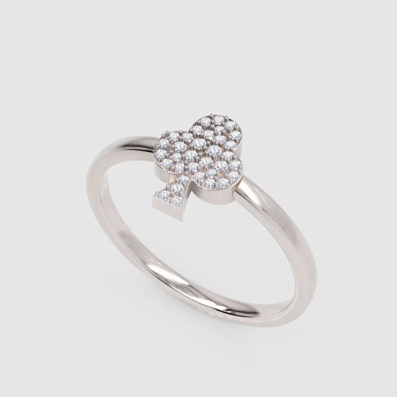 Pav Diamond Clover Stackable Ring - Three