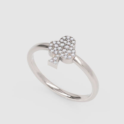 Pav Diamond Clover Stackable Ring - Three