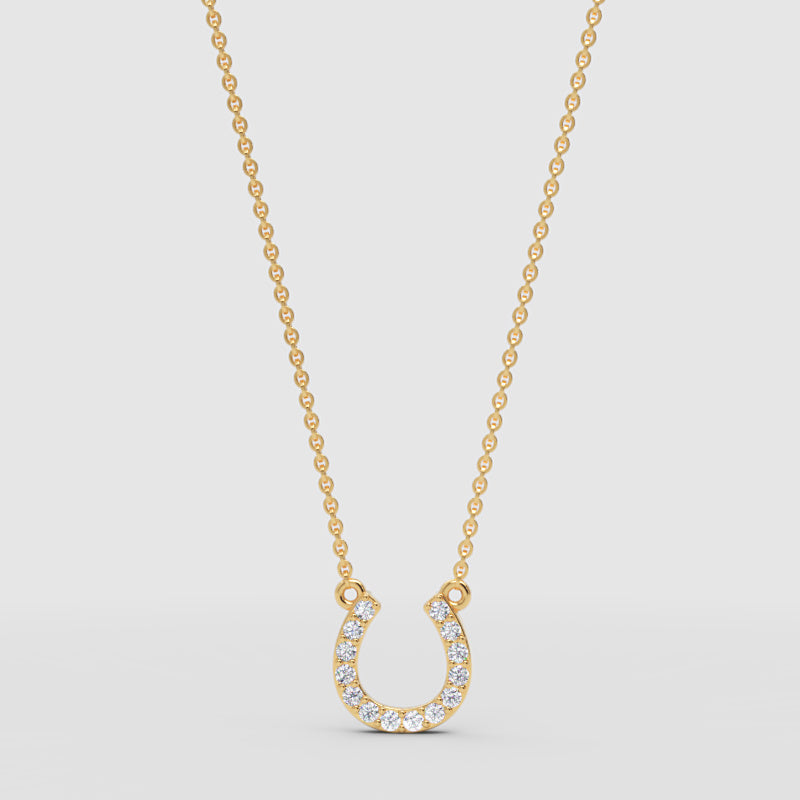 Pav Horseshoe Pendant Necklace - Three