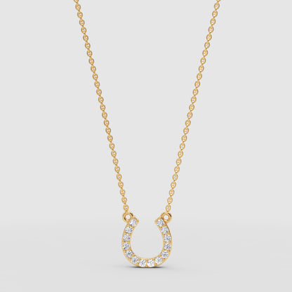 Pav Horseshoe Pendant Necklace - Three