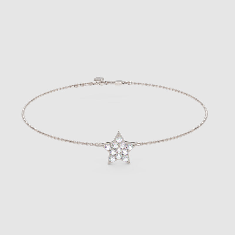 Pav Diamond Star Pendant Necklace - Three
