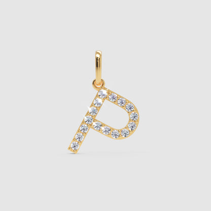 Rose Gold Diamond Letter P Initial Pendant Charm