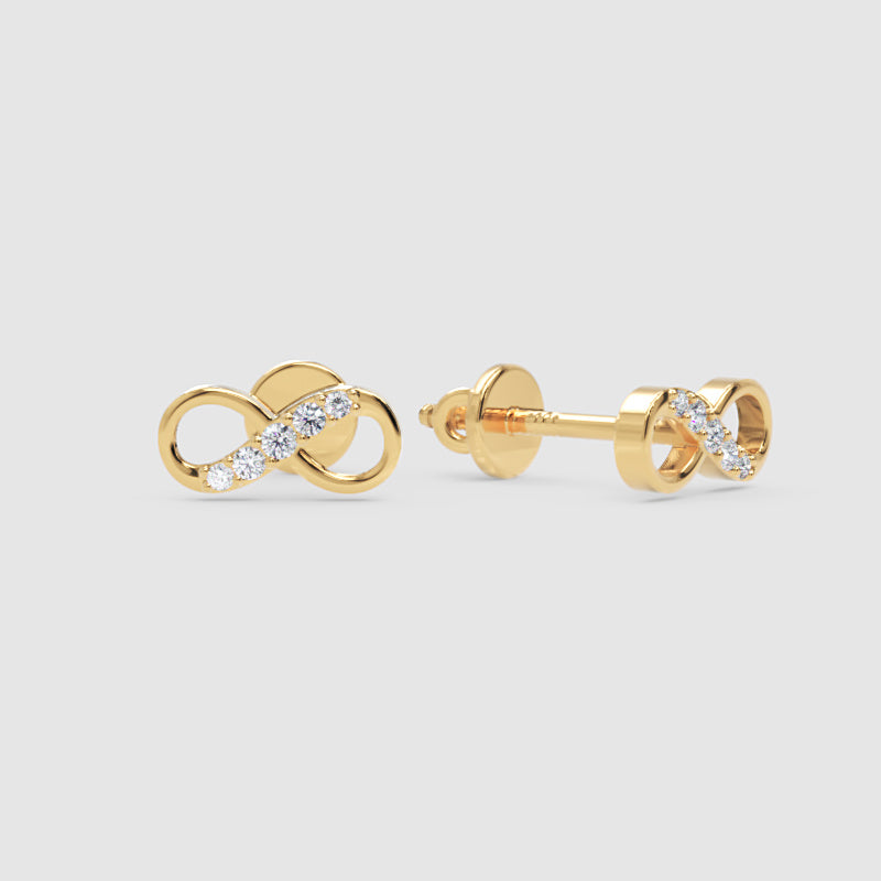 Diamond Infinity Stud Earrings With Screw Back - Three