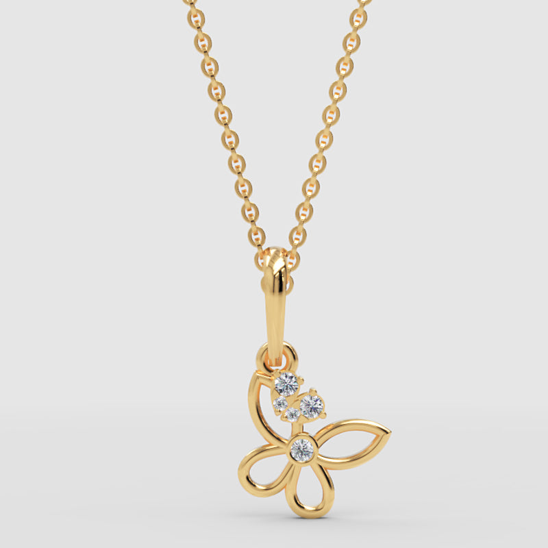 Delicate Butterfly Pendant Necklace With Crystal Accents - Four