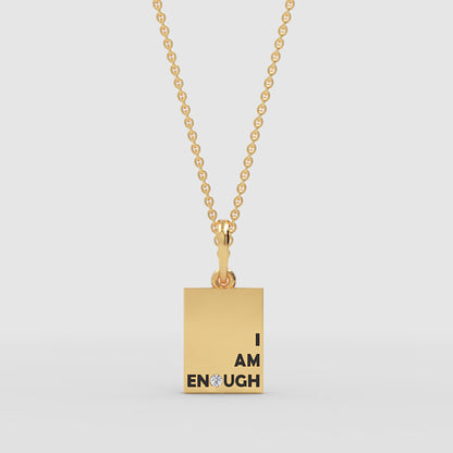 I Am Enough Inspirational Rectangle Pendant Necklace With Crystal Accent - Three
