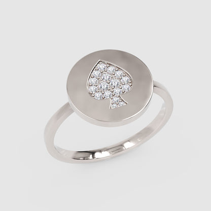 Pav Diamond Spade Disc Ring - Three
