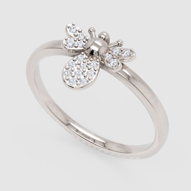 Dainty Bee Ring With Pav Crystal Wings And Body - Three
