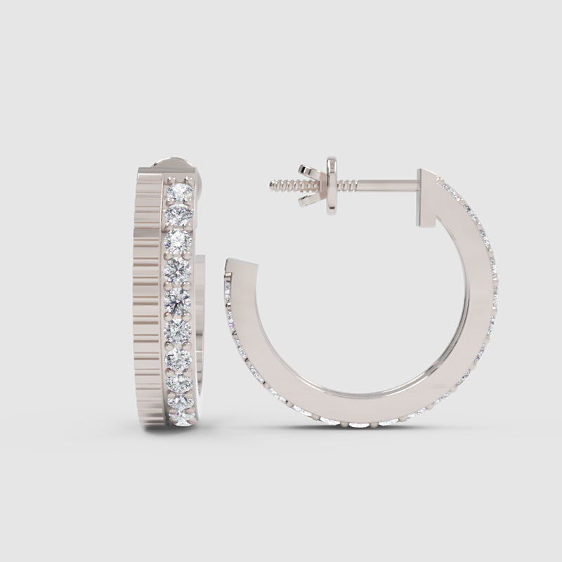 Classic Diamond Hoop Earrings In White Gold – Minimal Everyday Luxury Hoops | Jebij - Four